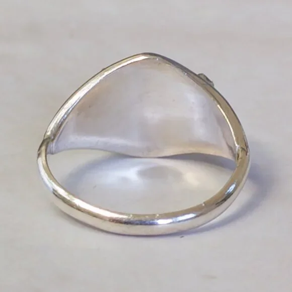 Sterling Silver Turquoise Trio Ring, Sz 5.25 — Southwest serrated bezel - Picture 6 of 13